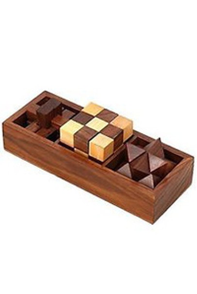 3-in-One Wooden Puzzle Games Set
